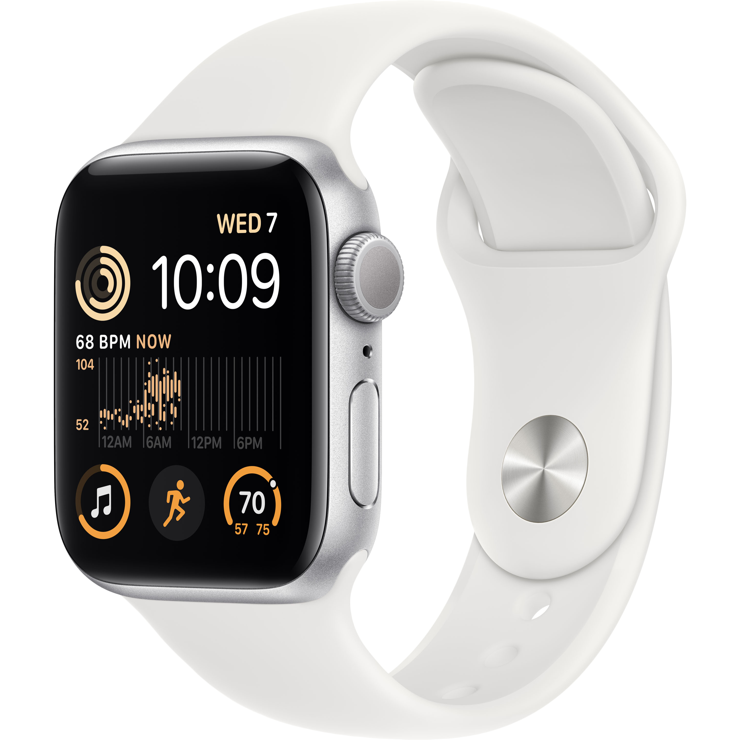 Apple Watch SE GPS Gen.2, 40мм, Серебристый, Спортивный ремешок белого  цвета купить: цена MNJV3GK/A, рассрочка - iSpace